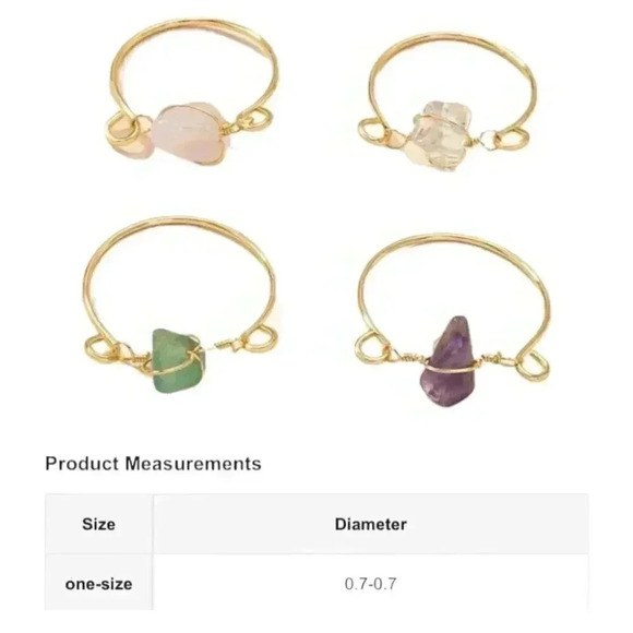 Unique Boho Gypsy Crystal Gemstone Gold Ring Set - Picture 4 of 4